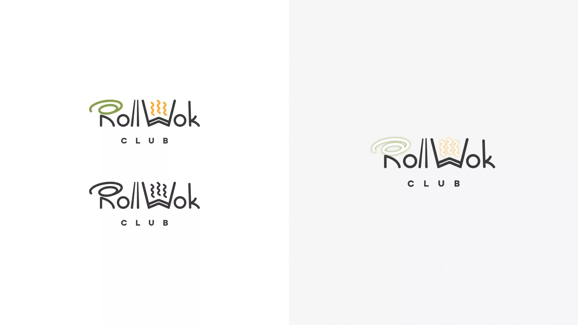 Разработка логотипа и фирменного стиля суши-бара «Roll Wok Club» в Бирюсинске